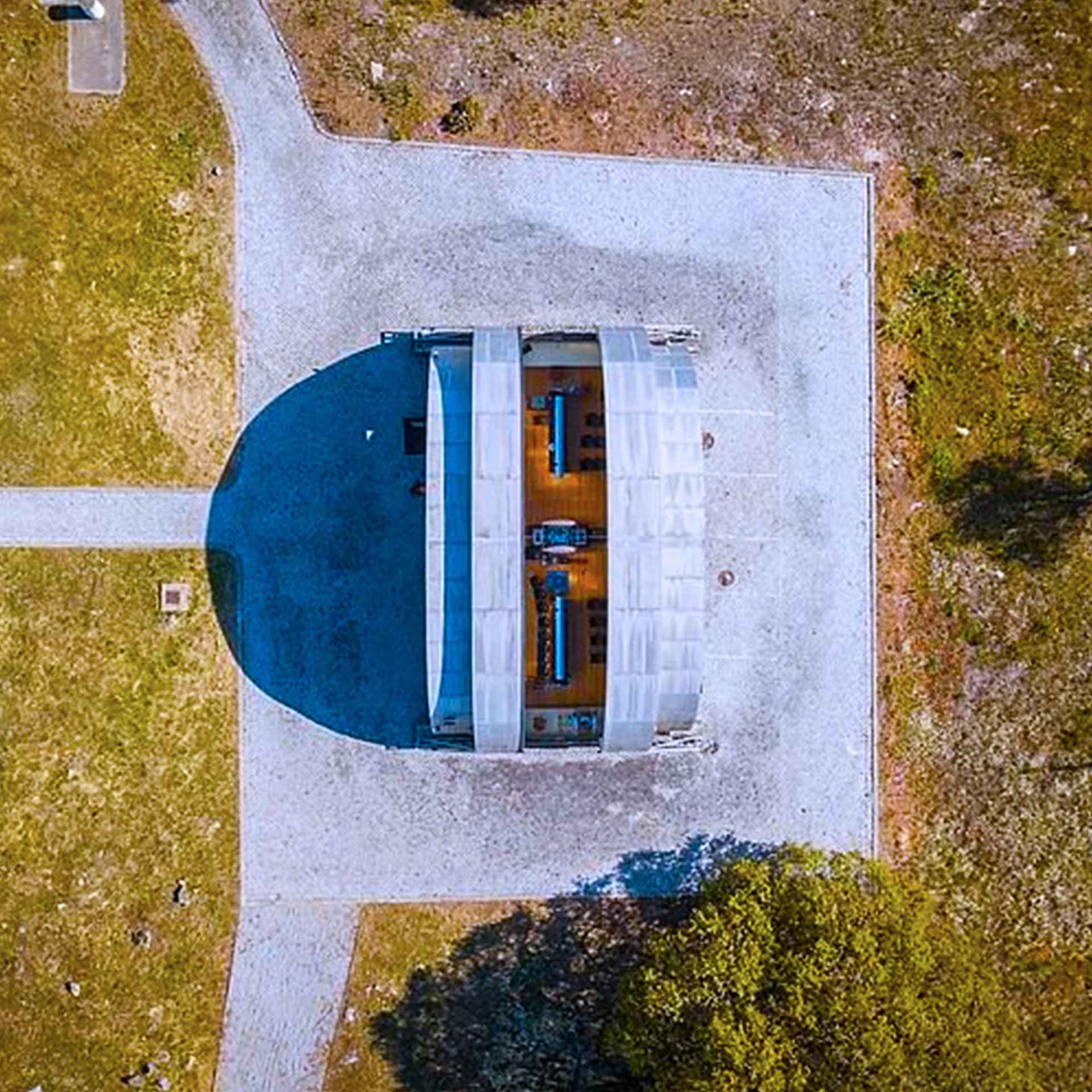 vista aérea das instalações do Observatório Astronómico Manuel de Barros