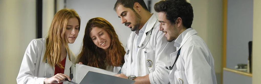 Medical students checking notes